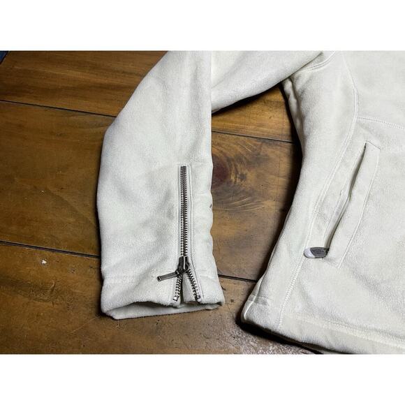 The North Face Apex Jacket Small Beige Faux Leather Full Zip Fleece Logo - Picture 2 of 16